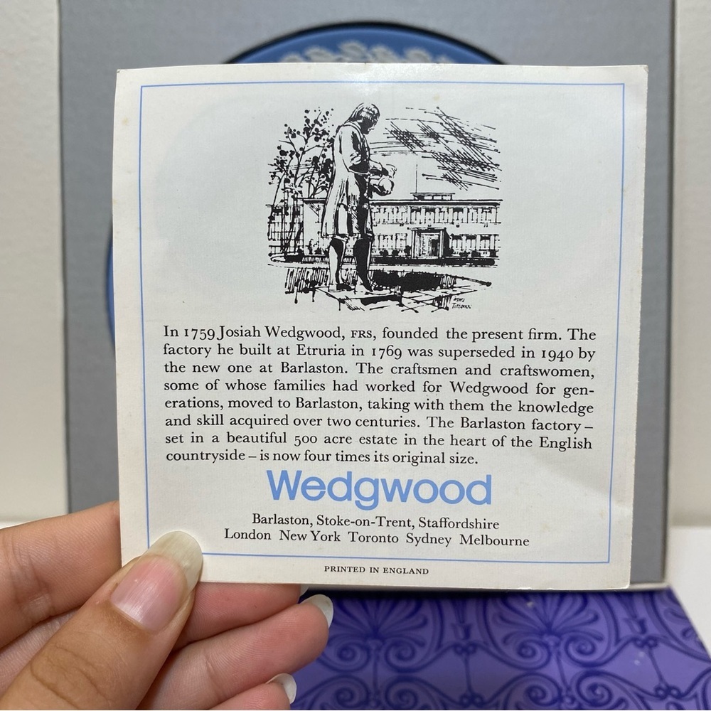 Wedgwood NEW Vintage 1970 Christmas Plate Trafalgar Square Blue White Jasper 8” - Picture 7 of 10